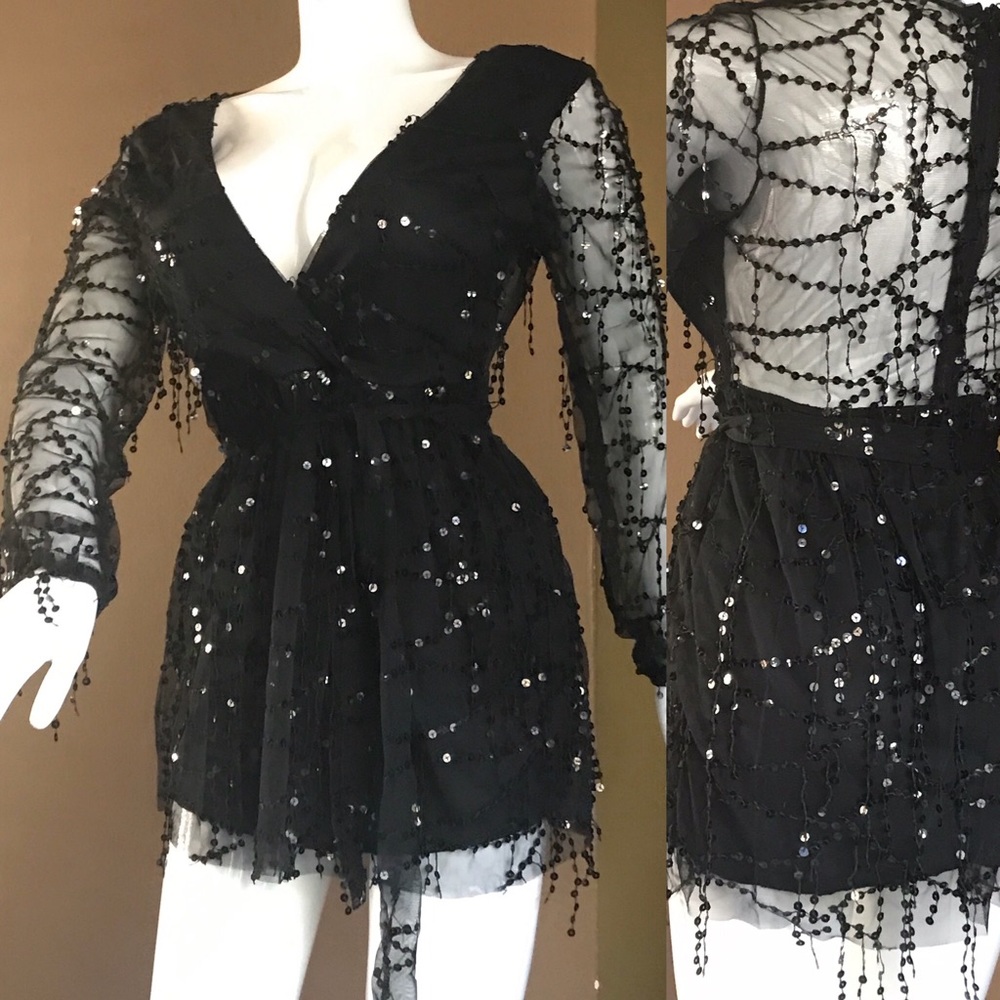 Sequined Little Black Dress